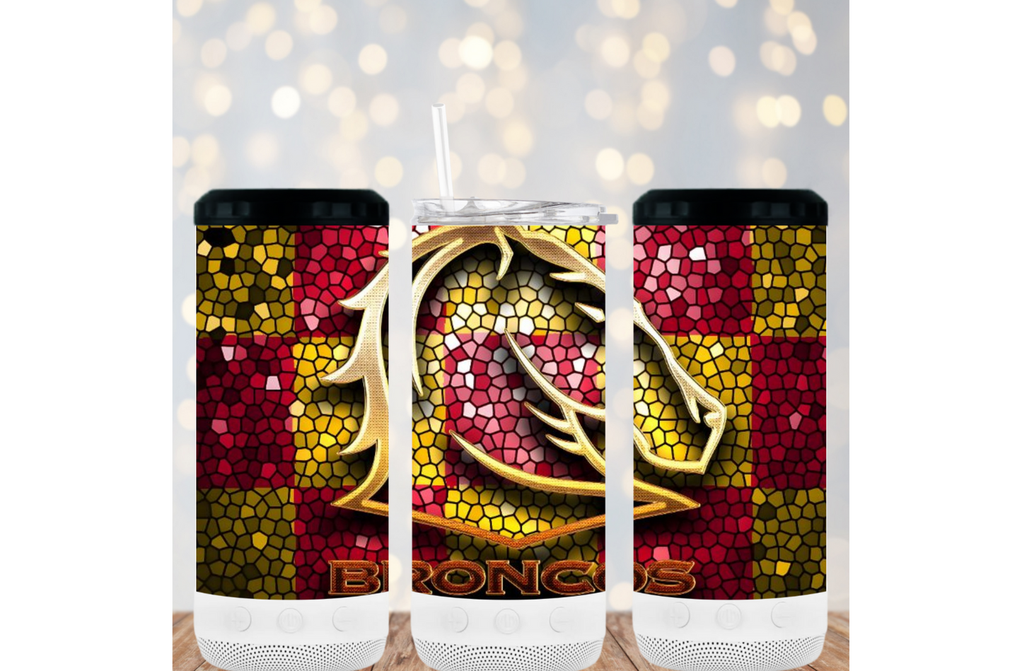 16oz 4in1 Bluetooth Speaker Tumbler - Broncos 100%