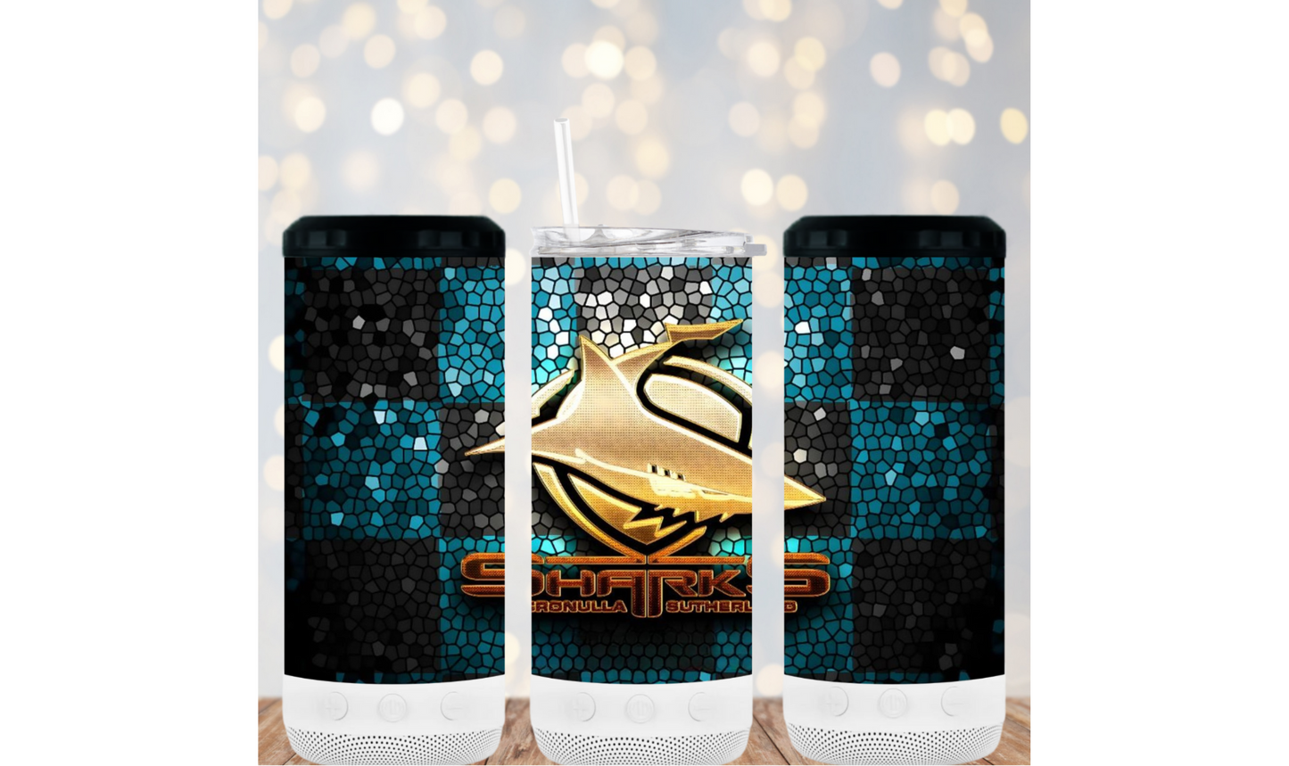 16oz 4in1 Bluetooth Speaker Tumbler - Sharks 100%