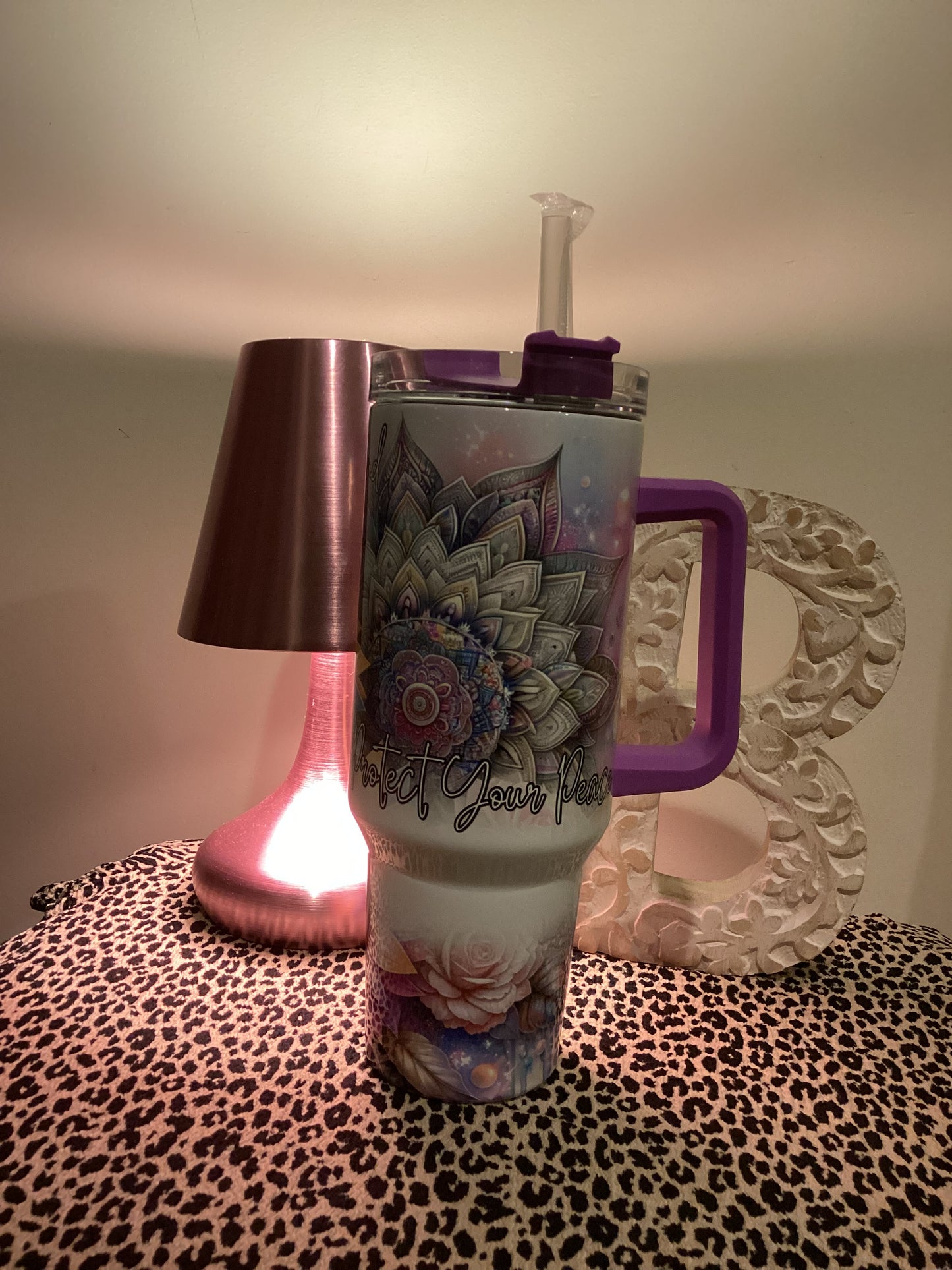 40oz Tumbler - Purple Trim Protect Peace