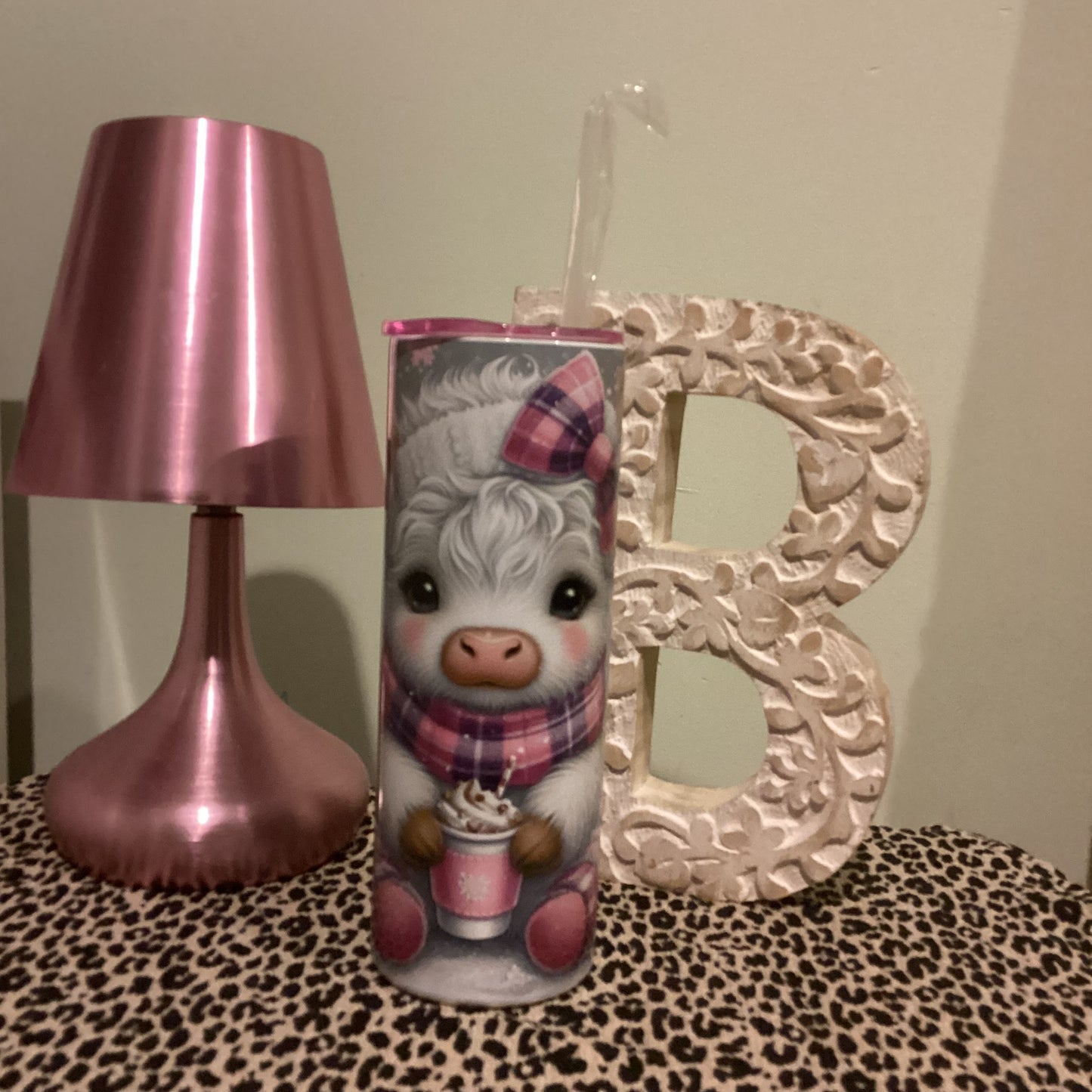 20oz Tumbler - Pink Christmas Highland