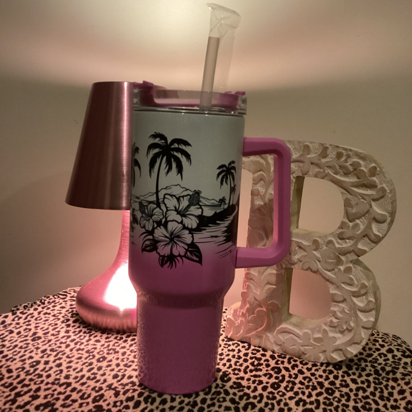 40oz Gradient Shimmer Tumbler - Purple Beach & Tune