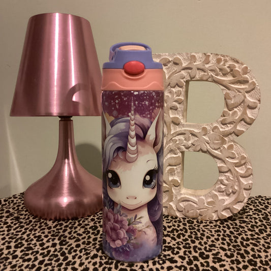 16oz Kids drink bottle - Purple Unicorn