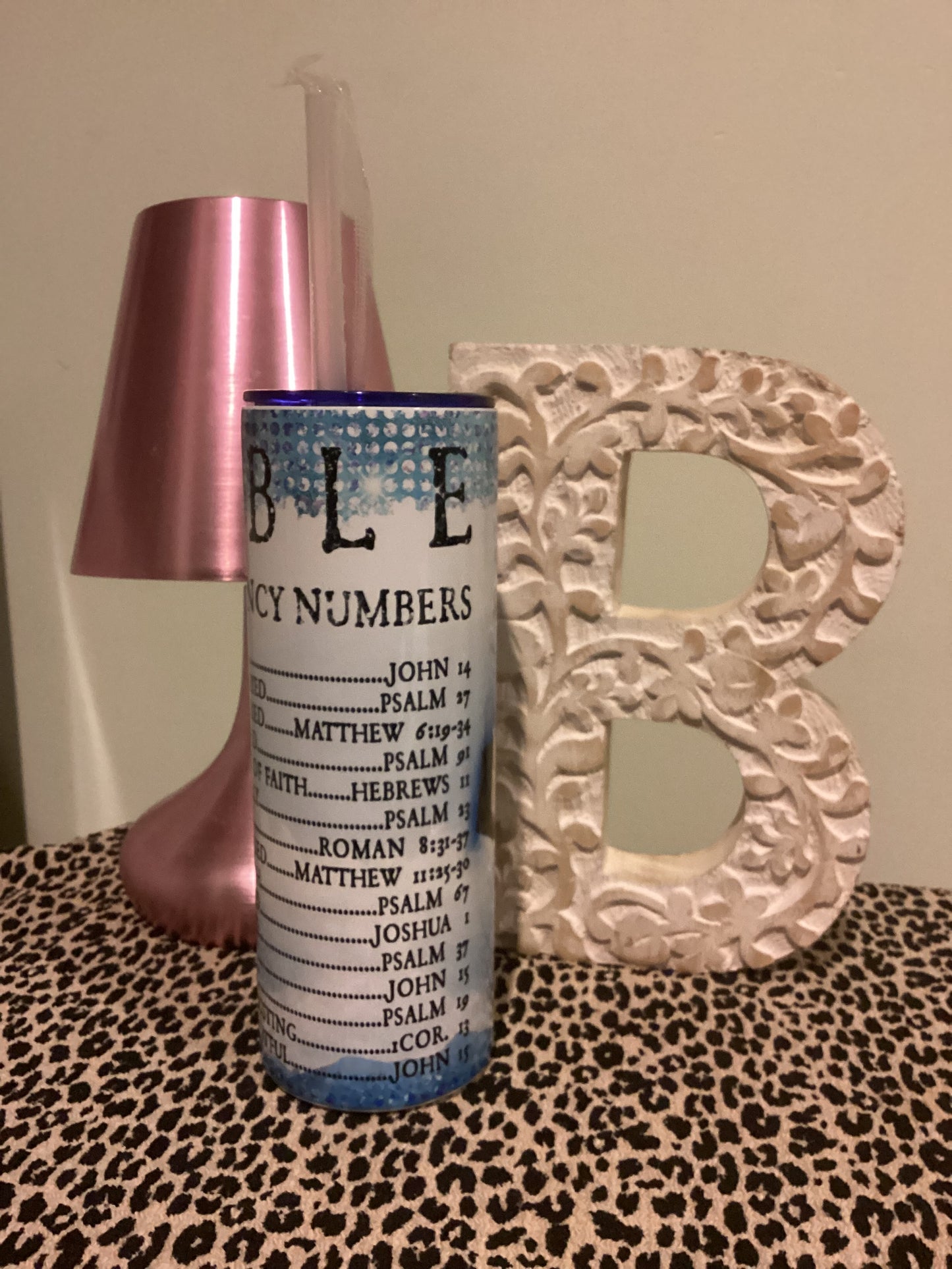 20oz Tumbler - Blue Bible Emergency Numbers