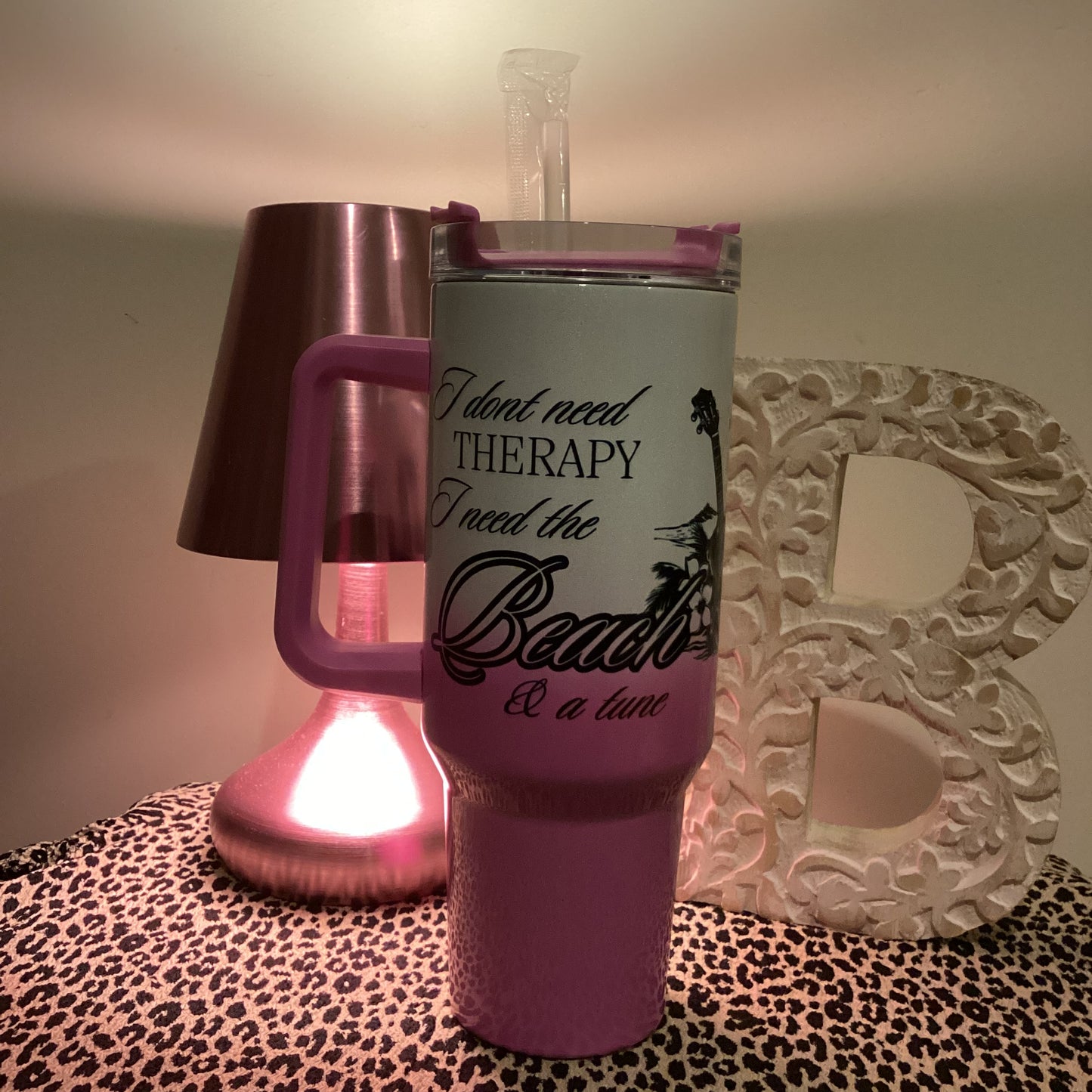 40oz Gradient Shimmer Tumbler - Purple Beach & Tune