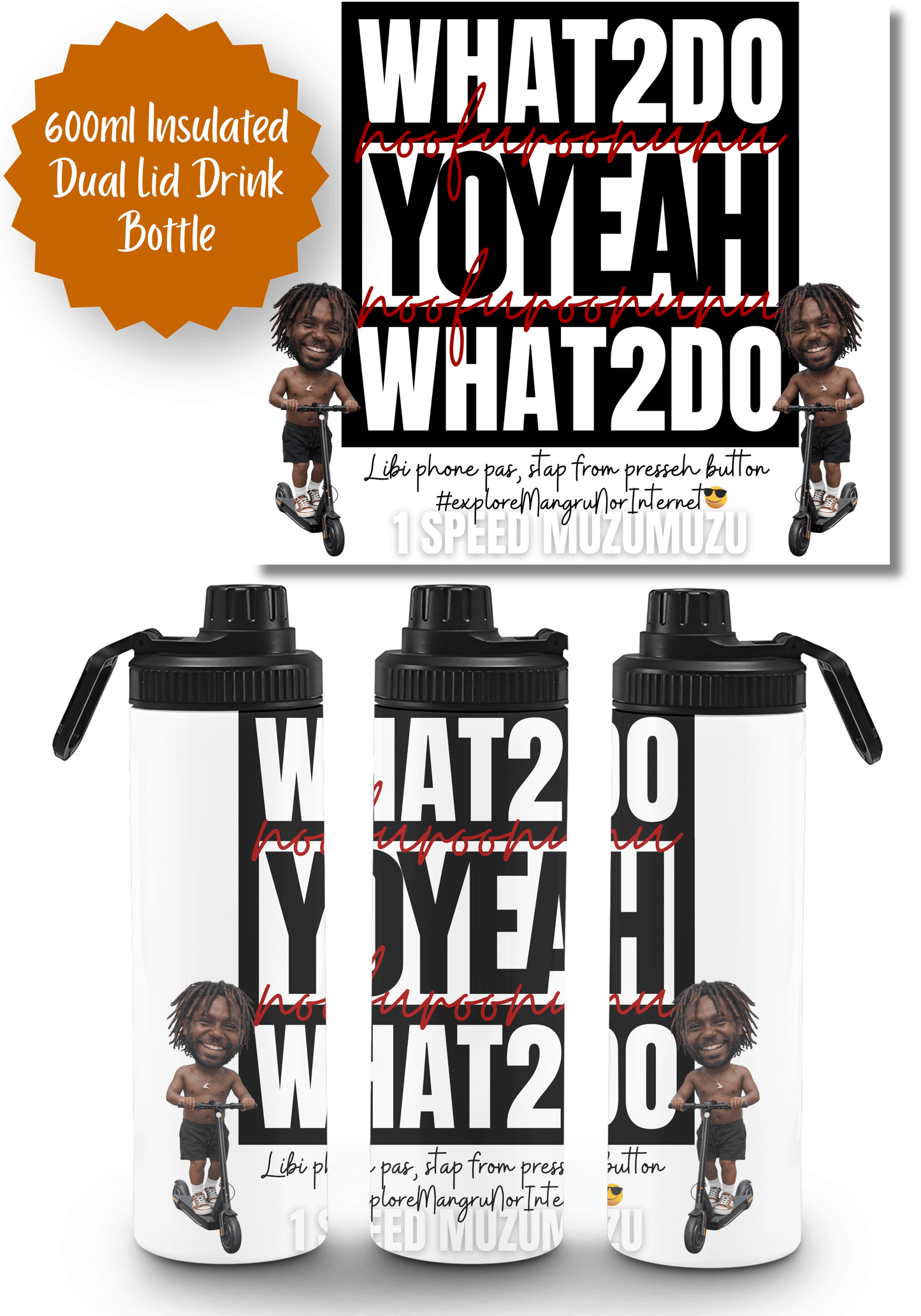 20oz Dual Lid Drink Bottle Tumbler - YoYeah